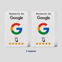 Lo que llega si eliges 2 tarjetas: dos tarjetas NFC de reseñas de Google iguales